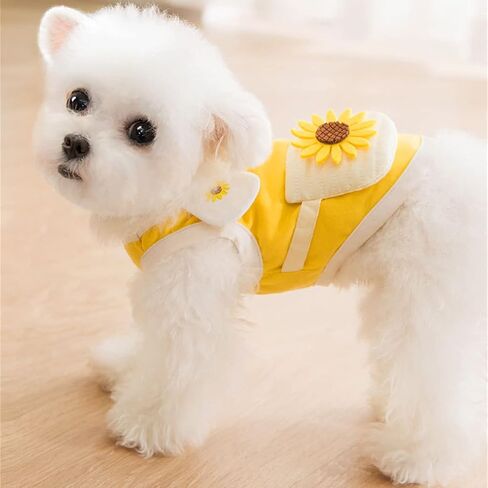Pet Clothes Cute Dog Vest Lovely Sunflower Dog Shirt Breathable Pet T-Shirt Puppy Clothes Shirt for Pet (Blue, X-Small) in Kuwait