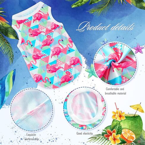 6 Pack Dog Shirts Summer Clothes for Dogs Cute Flamingo Hawaiian Pet Dog Shirt Outfits Sweatshirts Breathable Sleeveless Vest Apparel for Small Medium Large Dog Cat (Large) in Saudi Arabia