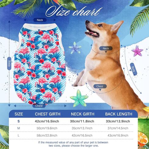 6 Pack Dog Shirts Summer Clothes for Dogs Cute Flamingo Hawaiian Pet Dog Shirt Outfits Sweatshirts Breathable Sleeveless Vest Apparel for Small Medium Large Dog Cat (Large) in Saudi Arabia