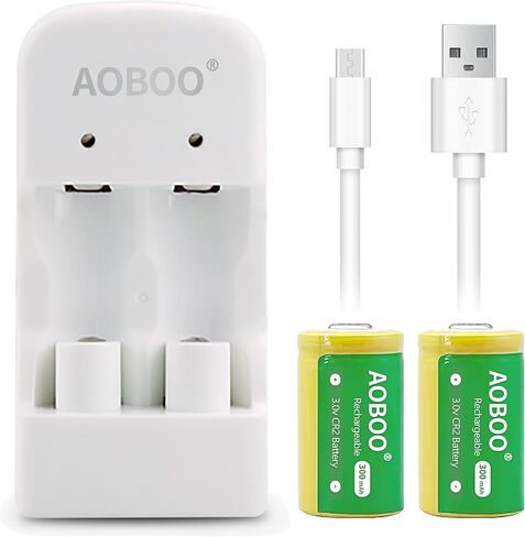 شواحن بطاريات الكاميرا CR2 3V CR15H270 شاحن USB مع 4 قطع بطارية قابلة لإعادة الشحن 300 مللي أمبير في الساعة لالتقاط الصور الفورية mini25 كاميرا رقمية Harinezumi Sight Laser Golf Rangefinder قرص الفرامل in Kuwait