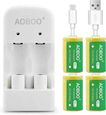 CR2 3V Camera Battery Chargers CR15H270 USB Charger with 4pcs 300Mah Rechargeable Battery for Photo Instant mini25 Camera Digital Harinezumi Sight Laser Golf Rangefinder Disc Brake in Saudi Arabia