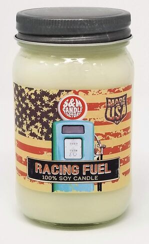 Racing Fuel Candle ~ Scented Soy Wax 14oz Candle ~ Long Burn Time ~ Aromatherapy Soy Candles ~ Non-Toxic ~ Made in USA (14oz, White in Saudi Arabia