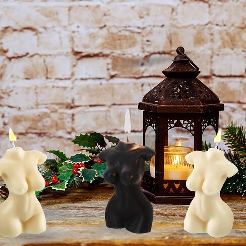 2PCS Body Shaped Candles, Body Soy Candle Female Body Shaped Candle Woman Torso Candle Home Decoration for Bedroom Bathroom Aesthetic Decoration, Unscented (White and Black) in Kuwait