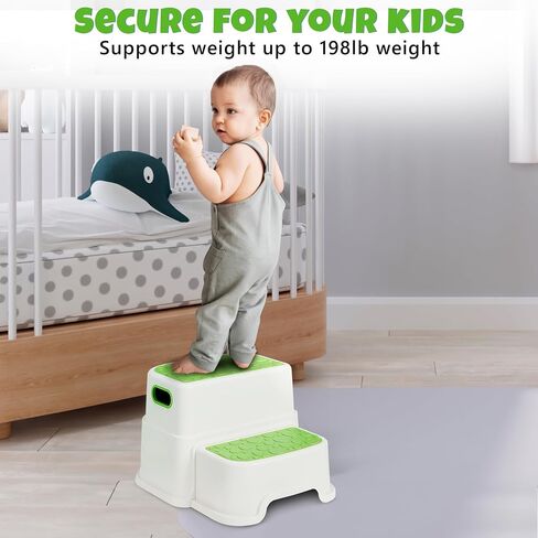 Trivicom Step Stool for Kids, Toddler Step Stool, Child Foot Stool, Anti-Slip Step Stool, Double Step Stairs,Two Step Stool, Kids Stools, Bathroom Training, Small Stool, Kids Bathroom Accessories in Saudi Arabia