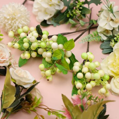 Meiwlong 3 قطعة التوت الاصطناعي الأبيض والأخضر وهمية رغوة الزهور النباتات الديكور يختار الزفاف لتقوم بها بنفسك باقة جارلاند ترتيب شجرة عيد الميلاد in Kuwait