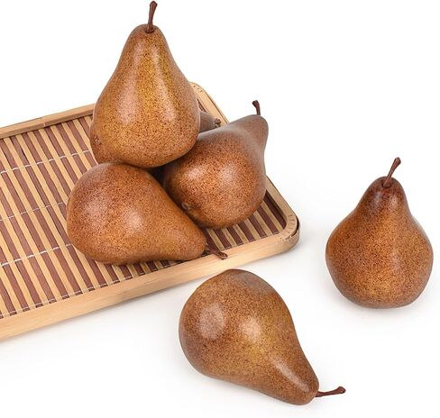 Luckforest Artificial Brown Pears, 6 Pcs Simulation Pears Fake Fruits for Home Kitchen Fruit Model Cabinet Decor Photography Props in Saudi Arabia