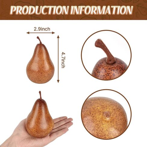 Luckforest Artificial Brown Pears, 6 Pcs Simulation Pears Fake Fruits for Home Kitchen Fruit Model Cabinet Decor Photography Props in Saudi Arabia