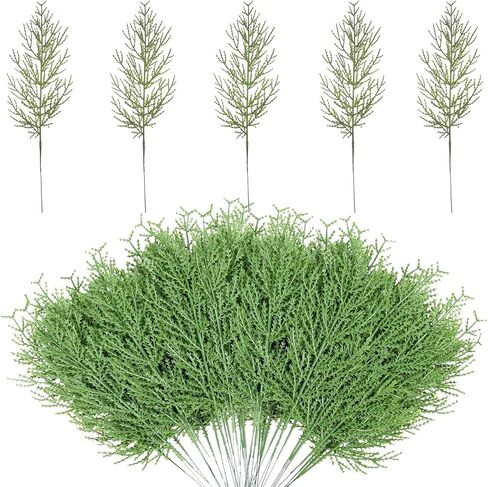 wodiguig Artificial Pine Branches, Artificial Cedar Sprigs Faux Cedar Spray Branches, Norfolk Pine Garland Christmas DIY Accessories for Holiday (50, Green) in Kuwait