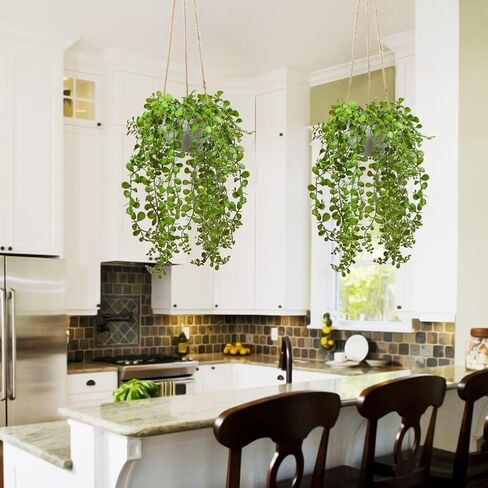 plants Artificial Hanging Fake Greenery Succulent Potted Ceramic Planter for Home Wall Indoor Outdoor Decor in Kuwait