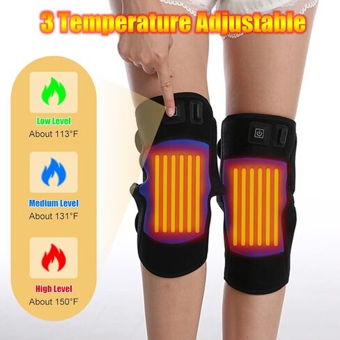 وسادة تدفئة للركبة USB، دعامة للركبة قابلة للارتداء لعلاج تخفيف آلام العضلات، لف الركبة بالطقس البارد للركبتين الباردة، آلام التهاب المفاصل، الإصابات الرياضية، 3 مستويات لدرجة الحرارة in Kuwait