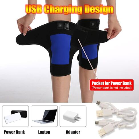 وسادة تدفئة للركبة USB، دعامة للركبة قابلة للارتداء لعلاج تخفيف آلام العضلات، لف الركبة بالطقس البارد للركبتين الباردة، آلام التهاب المفاصل، الإصابات الرياضية، 3 مستويات لدرجة الحرارة in Kuwait
