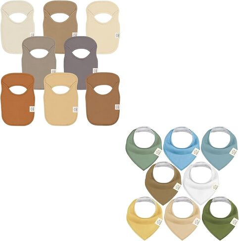 KeaBabies 8-Pack Baby Bibs for Boys, Girls and 8-Pack Organic Baby Bandana Drool Bibs - Pull-on Bibs for Baby Girl, Baby Boy, Bandana Bibs for Boy, Girl in Saudi Arabia
