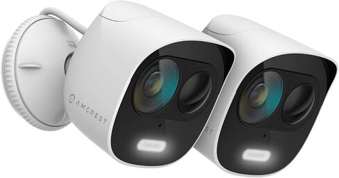 كاميرا أمان خارجية لاسلكية Amcrest 2-Pack ProHD 2-Megapixel، كاميرا IP WiFi خارجية رادع - Full HD 1080P @30fps، IP65 مقاومة للطقس، رؤية ليلية 33ft، صوت ثنائي الاتجاه، 2PACK-ADC2W (أبيض)' in Kuwait