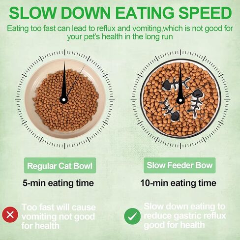 Wedding Pails 2PCS Raised Cat Slow Feeder, Ceramic Cat Food Bowls with Stand Prevent Vomiting and Indigestion Cat Dishes Slow Down Cat Eating Speed Non Slip Protect Pet's Spine in Kuwait