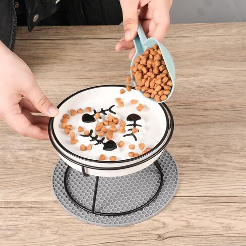 Wedding Pails 2PCS Raised Cat Slow Feeder, Ceramic Cat Food Bowls with Stand Prevent Vomiting and Indigestion Cat Dishes Slow Down Cat Eating Speed Non Slip Protect Pet's Spine in Kuwait