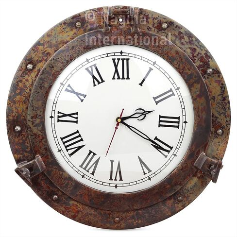 Nagina International Rustic Copper Shipwrecked Premium Nautical Porthole Mirror | Nautical Bathroom Mirrors (24 Inches, Aluminum Mirror) in Kuwait