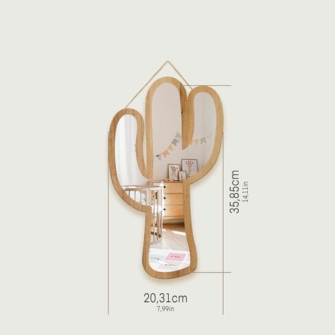 ستيكر لاصق مزخرف بتصميم صبار لطيف من الخشب الطبيعي باطار من الاكريليك للتعليق على الحائط والمراة وغرف الاطفال والمراهقين والحضانة والحمام وغرفة النوم وغرفة المعيشة in Kuwait