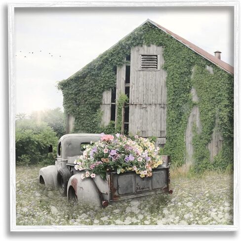 Stupell Industries Magical Farmhouse Barn Green Vine Botanicals Flower Field، تصميم لوري ديتر in Saudi Arabia