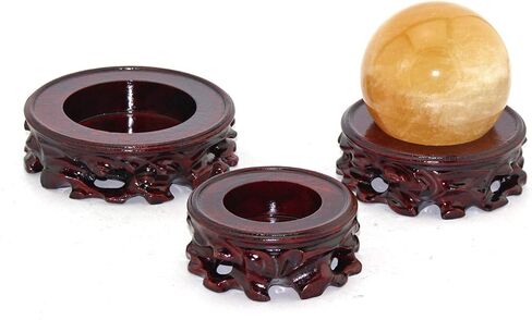 GOLDY&WENDY Oriental Asian Rosewood Crystal Decorative Ball Display Stand Pedestal Stands in Saudi Arabia