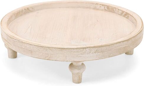 NIKKY HOME White Round Wood Decorative Tray, 12 Inch Rustic Farmhouse Centerpiece Decor for Coffee Bar, Kitchen Counter, Dining Room Table in Saudi Arabia