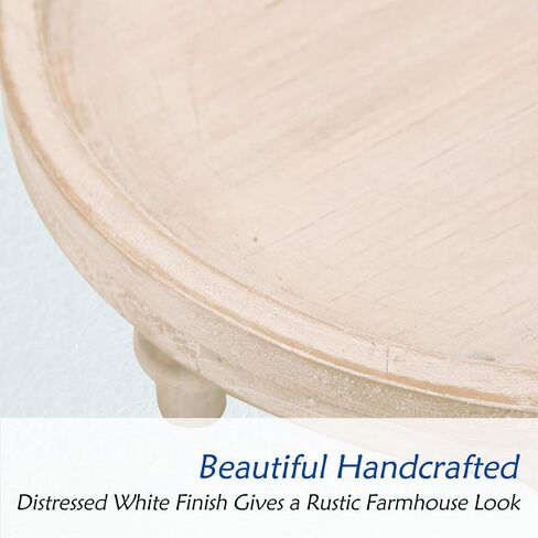 NIKKY HOME White Round Wood Decorative Tray, 12 Inch Rustic Farmhouse Centerpiece Decor for Coffee Bar, Kitchen Counter, Dining Room Table in Saudi Arabia