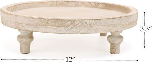 NIKKY HOME White Round Wood Decorative Tray, 12 Inch Rustic Farmhouse Centerpiece Decor for Coffee Bar, Kitchen Counter, Dining Room Table in Saudi Arabia