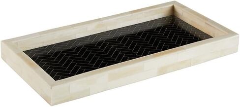 47th & Main Decorative Herringbone Bone Inlay Tray Modern Home Décor, Small, Black/White in Saudi Arabia