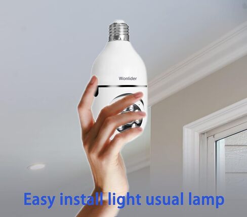 كاميرا Wonlider Light Bulb، كاميرا مراقبة بزاوية 360 درجة/إمالة 2 ميجابكسل 5G/2.4 جيجا هرتز واي فاي كاميرات مراقبة قبة منزلية مزدوجة النطاق مع لون صوتي ثنائي الاتجاه للرؤية الليلية إنذار دفع كشف الحركة in Kuwait