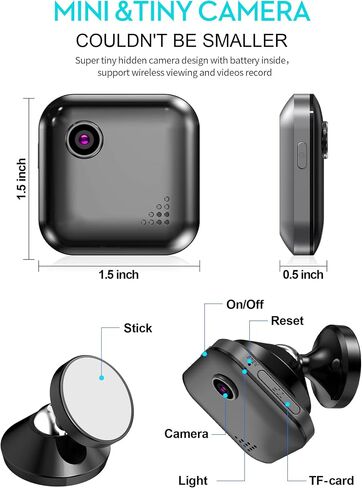 gamvozova Hidden Camera, 1080P Mini Spy Camera HD WiFi Security Cameras Covert Small Nanny Cam with Night Vision and Motion Detection Live Feed Cell Phone APP in Saudi Arabia