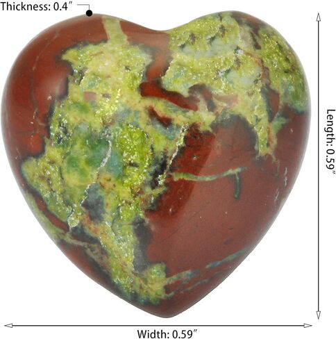 TUMBEELLUWA Healing Stones Carved Heart Puff Love Crystal Chakra Worry Reiki Pocket Palm Stone Pack of 15,Dragon Bloodstone,0.5" in Kuwait