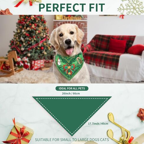 SLSON Christmas Dog Bandanas 2 Pack Reversible Triangle Bibs Xmas Pet Scarf Decoration Holiday Bandanas for Dogs Cats Small to Large Pets in Kuwait
