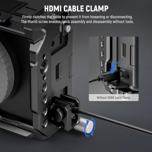 NEEWER ZV-E1 قفص كاميرا مع مشبك كابل HDMI، سكة الناتو 3/8 بوصة ARRI تحديد موقع الثقوب 1/4 بوصة، قاعدة نوع Arca، جهاز فيديو معدني متوافق مع Sony ZV-E1 متوافق مع DJI RS RSC، أسود، CA025 in Saudi Arabia
