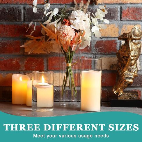 24 Pcs Cylinder Glass Vases Bulk, Tall Clear Flower Vases Transparent Candle Holder for Wedding Table Centerpieces and Home Decoration (6 Inch, 8 Inch, 10 Inch) in Saudi Arabia