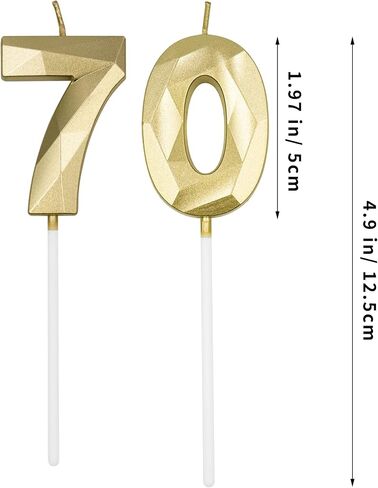 70th Birthday Candles for Cake, Silver Number 70 3D Diamond Shaped Candle Birthday Decorations Party Supplies for Women or Men in Kuwait