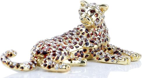 سيفن بييز صندوق مجوهرات مجوهرات ذهبي عيار 24 قيراط بتصميم مرسوم يدويًا ومرسوم يدويًا على شكل فهد هدية in Kuwait