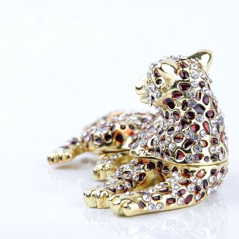 سيفن بييز صندوق مجوهرات مجوهرات ذهبي عيار 24 قيراط بتصميم مرسوم يدويًا ومرسوم يدويًا على شكل فهد هدية in Kuwait