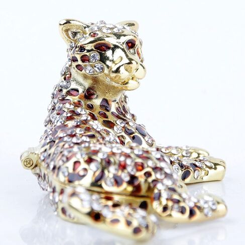 سيفن بييز صندوق مجوهرات مجوهرات ذهبي عيار 24 قيراط بتصميم مرسوم يدويًا ومرسوم يدويًا على شكل فهد هدية in Kuwait