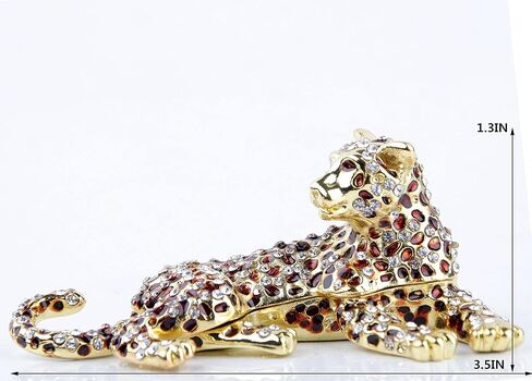 سيفن بييز صندوق مجوهرات مجوهرات ذهبي عيار 24 قيراط بتصميم مرسوم يدويًا ومرسوم يدويًا على شكل فهد هدية in Kuwait