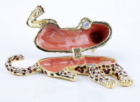 سيفن بييز صندوق مجوهرات مجوهرات ذهبي عيار 24 قيراط بتصميم مرسوم يدويًا ومرسوم يدويًا على شكل فهد هدية in Kuwait