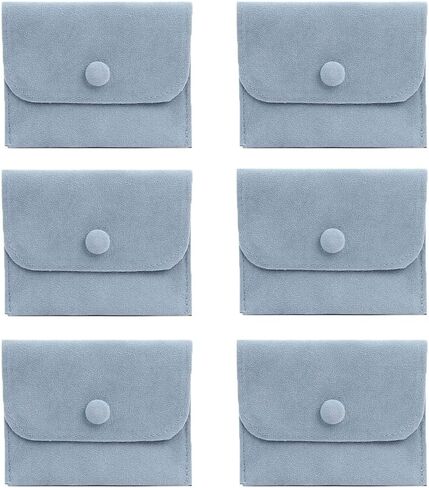 SUKPSY 6 Pcs Velvet Jewelry Storage Bags with Snap Button Gift Packaging Bags Purse Pouches for Rings, Bracelets, Necklaces, Earrings,Watch and Other Small Item (Blue) in Saudi Arabia