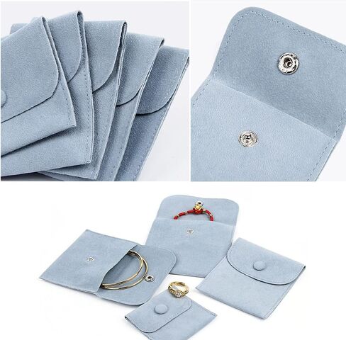 SUKPSY 6 Pcs Velvet Jewelry Storage Bags with Snap Button Gift Packaging Bags Purse Pouches for Rings, Bracelets, Necklaces, Earrings,Watch and Other Small Item (Blue) in Saudi Arabia