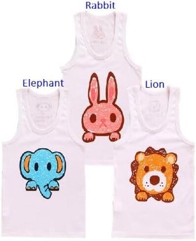 Boy/Girl 100% Cotton 5 Pack Cartoon Japanese Vest Tank Sleeveless Top Set in Kuwait