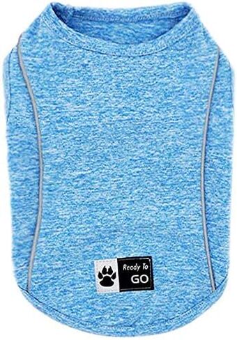 KYEESE Dog Shirts Quick Dry Reflective Lightweight Soft Dog T-Shirt Tank Top Breathable Sleeveless Vest Dog Tee Shirts for Small Medium Large Dogs (2XL (40-55lbs), Light Blue) in Kuwait