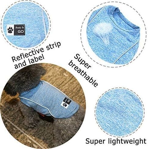 KYEESE Dog Shirts Quick Dry Reflective Lightweight Soft Dog T-Shirt Tank Top Breathable Sleeveless Vest Dog Tee Shirts for Small Medium Large Dogs (2XL (40-55lbs), Light Blue) in Kuwait