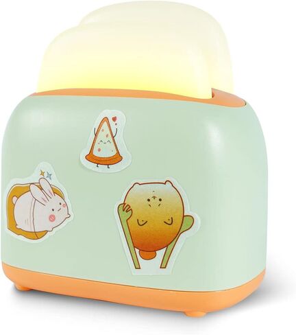 THAYLA Cute Night Lights with USB Rechargeable & Kawaii Stickers for Kids Toaster Lamp Bread Night Light Room Desk Decor for Bedroom, Baby Nursery, Living Room, Dining Green in Saudi Arabia
