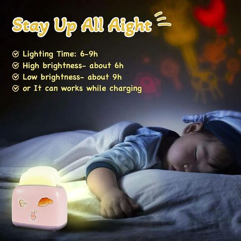 THAYLA Cute Night Lights with USB Rechargeable & Kawaii Stickers for Kids Toaster Lamp Bread Night Light Room Desk Decor for Bedroom, Baby Nursery, Living Room, Dining Green in Saudi Arabia