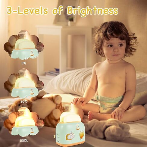 THAYLA Cute Night Lights with USB Rechargeable & Kawaii Stickers for Kids Toaster Lamp Bread Night Light Room Desk Decor for Bedroom, Baby Nursery, Living Room, Dining Green in Saudi Arabia