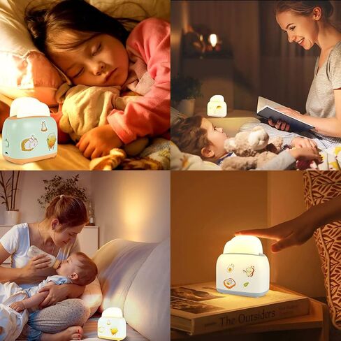 THAYLA Cute Night Lights with USB Rechargeable & Kawaii Stickers for Kids Toaster Lamp Bread Night Light Room Desk Decor for Bedroom, Baby Nursery, Living Room, Dining Green in Saudi Arabia