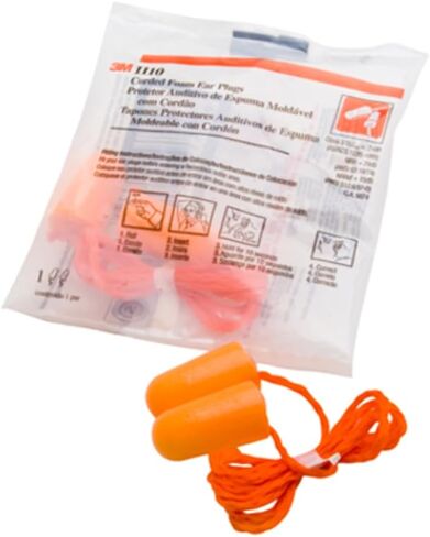 حزمة من 10 - سدادات أذن سلكية من الفوم 3 M 1110 051138290092 برتقالية عالمية سدادات أذن مخروطية من إسفنج البولي يوريثين للاستعمال مرة واحدة - سدادة أذن NRR بقدرة 29 ديسيبل in Kuwait