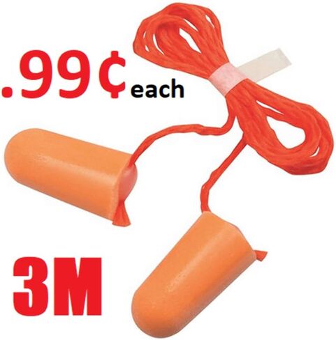 حزمة من 10 - سدادات أذن سلكية من الفوم 3 M 1110 051138290092 برتقالية عالمية سدادات أذن مخروطية من إسفنج البولي يوريثين للاستعمال مرة واحدة - سدادة أذن NRR بقدرة 29 ديسيبل in Kuwait